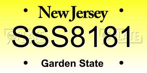 SSS8181 New Jersey License Plate