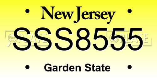 SSS8555 New Jersey License Plate