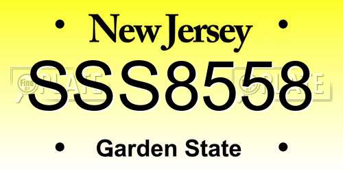 SSS8558 New Jersey License Plate