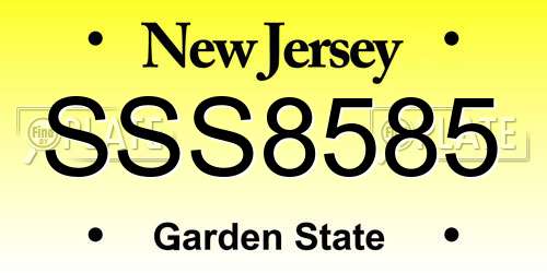 SSS8585 New Jersey License Plate