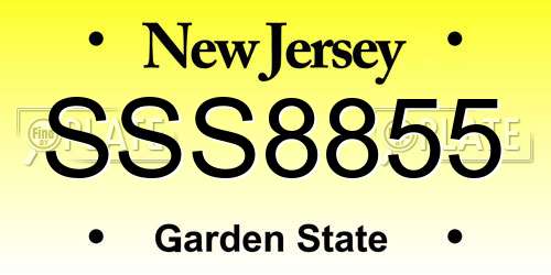 SSS8855 New Jersey License Plate