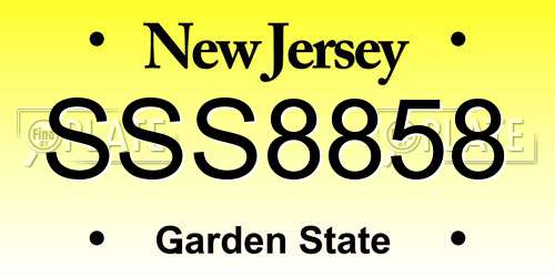 SSS8858 New Jersey License Plate