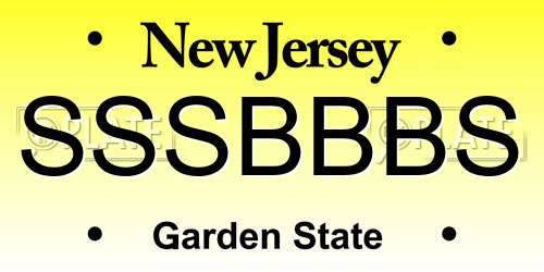 SSSBBBS New Jersey License Plate
