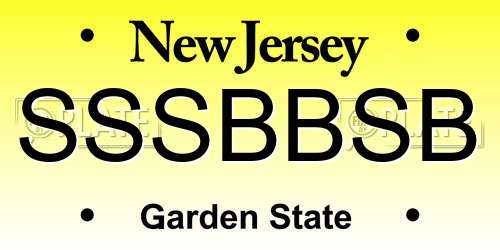 SSSBBSB New Jersey License Plate