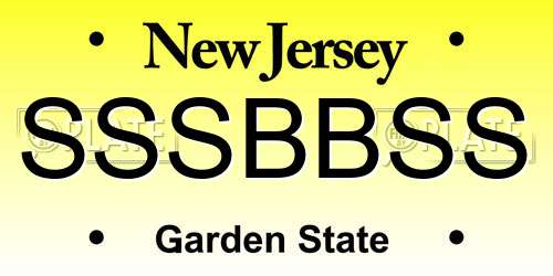 SSSBBSS New Jersey License Plate