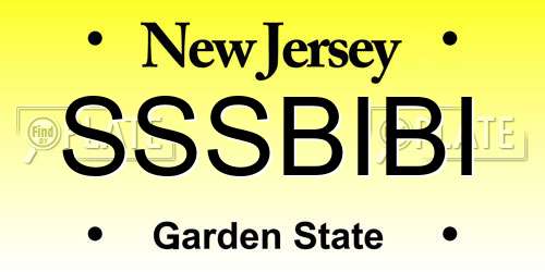 SSSBIBI New Jersey License Plate