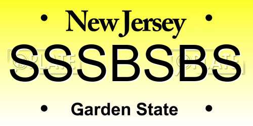 SSSBSBS New Jersey License Plate