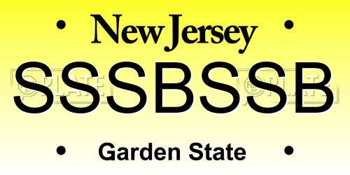 SSSBSSB New Jersey License Plate