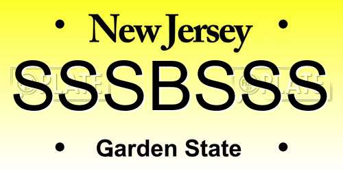 SSSBSSS New Jersey License Plate