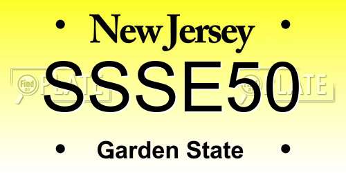 SSSE50 New Jersey License Plate