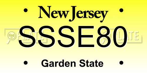 SSSE80 New Jersey License Plate