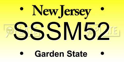 SSSM52 New Jersey License Plate