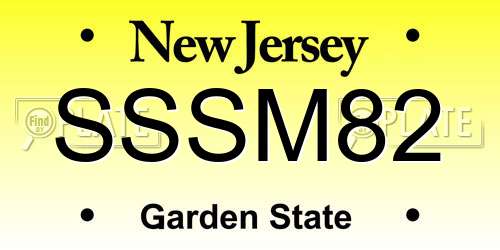 SSSM82 New Jersey License Plate