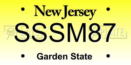SSSM87 New Jersey License Plate