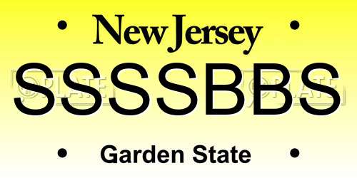 SSSSBBS New Jersey License Plate