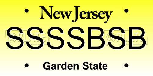 SSSSBSB New Jersey License Plate