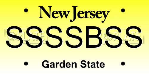 SSSSBSS New Jersey License Plate