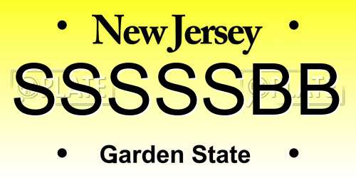 SSSSSBB New Jersey License Plate