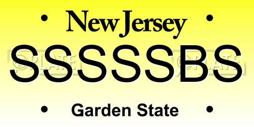 SSSSSBS New Jersey License Plate