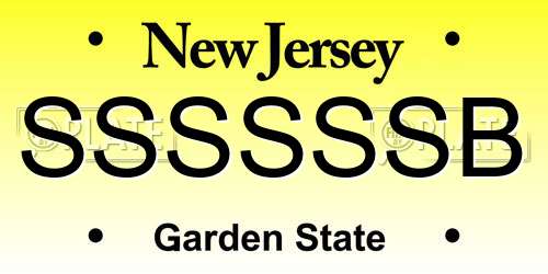 SSSSSSB New Jersey License Plate