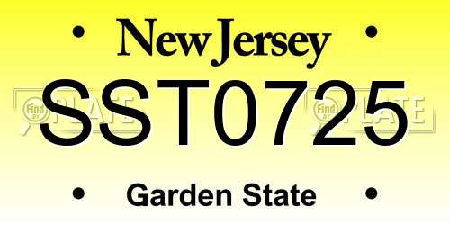 SST0725 New Jersey License Plate