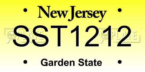SST1212 New Jersey License Plate