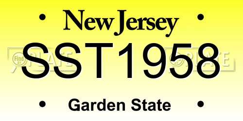 SST1958 New Jersey License Plate