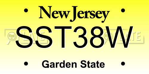 SST38W New Jersey License Plate