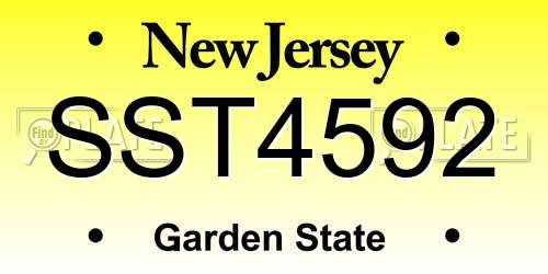 SST4592 New Jersey License Plate