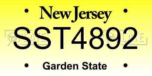 SST4892 New Jersey License Plate