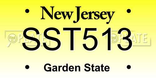 SST513 New Jersey License Plate