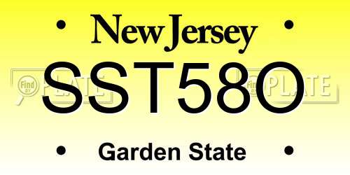 SST58O New Jersey License Plate