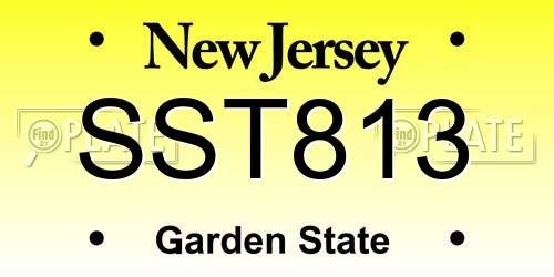 SST813 New Jersey License Plate