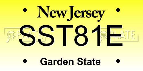 SST81E New Jersey License Plate
