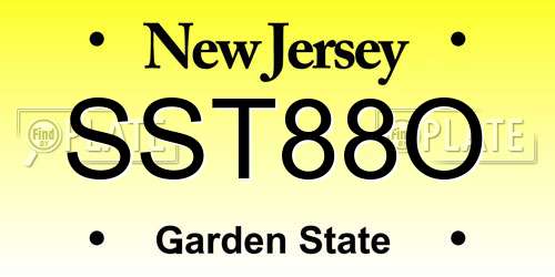 SST88O New Jersey License Plate