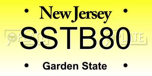 SSTB80 New Jersey License Plate