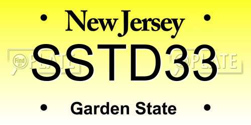 SSTD33 New Jersey License Plate