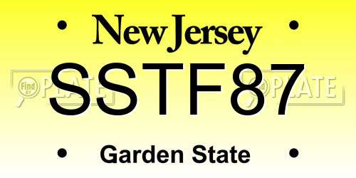 SSTF87 New Jersey License Plate