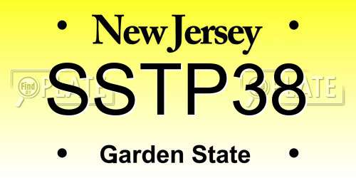 SSTP38 New Jersey License Plate