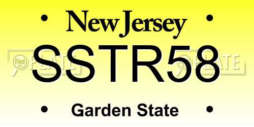 SSTR58 New Jersey License Plate