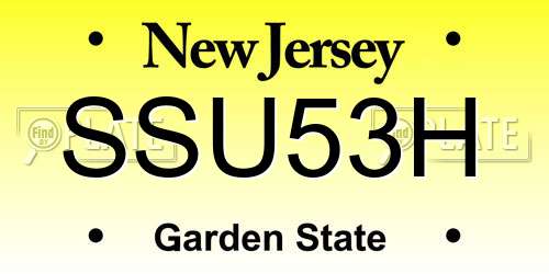 SSU53H New Jersey License Plate