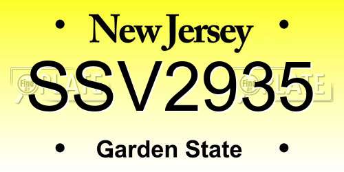 SSV2935 New Jersey License Plate