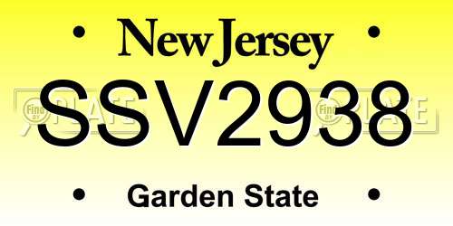 SSV2938 New Jersey License Plate