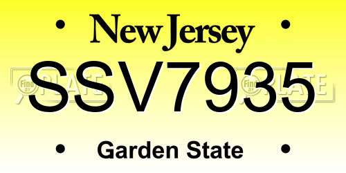 SSV7935 New Jersey License Plate