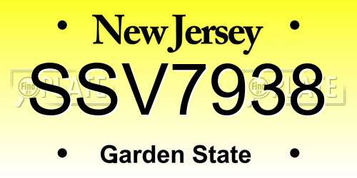 SSV7938 New Jersey License Plate