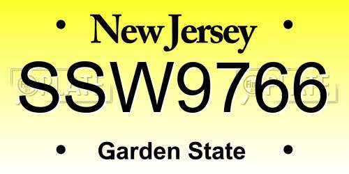 SSW9766 New Jersey License Plate