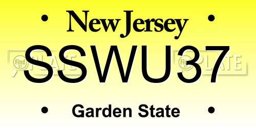 SSWU37 New Jersey License Plate