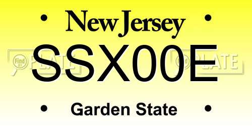 SSX00E New Jersey License Plate