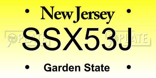 SSX53J New Jersey License Plate