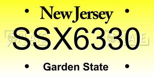 SSX6330 New Jersey License Plate